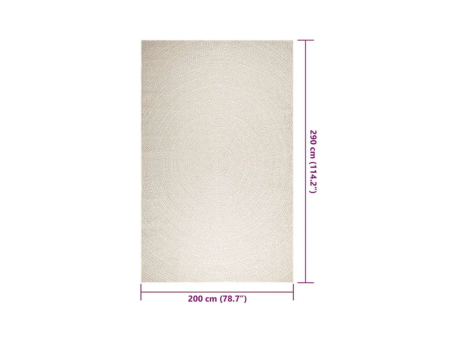 Tapis ZIZUR crème 200x290 cm aspect de jute intérieur extérieur