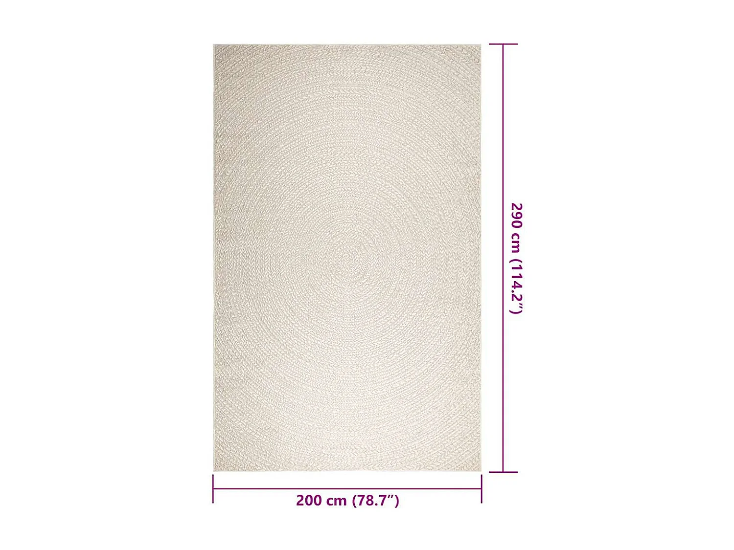 Tapis ZIZUR crème 200x290 cm aspect de jute intérieur extérieur