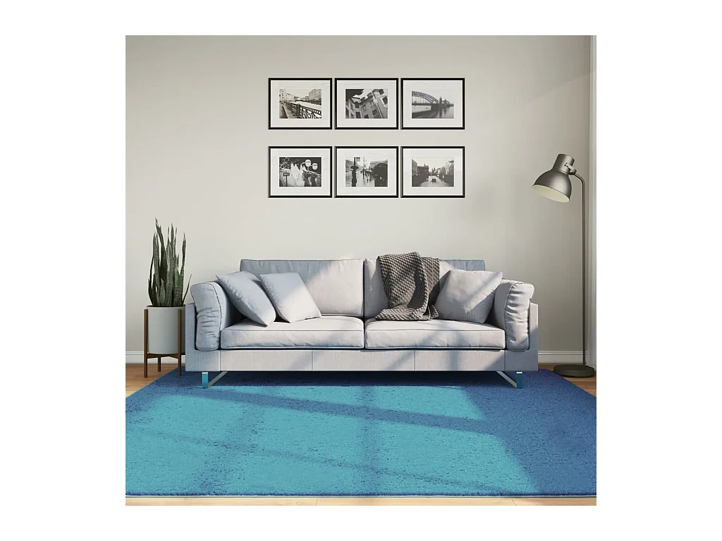 Tapis OVIEDO à poils courts turquoise 200x200 cm