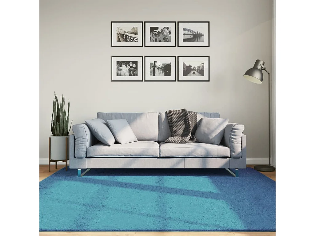 Tapis OVIEDO à poils courts turquoise 200x200 cm