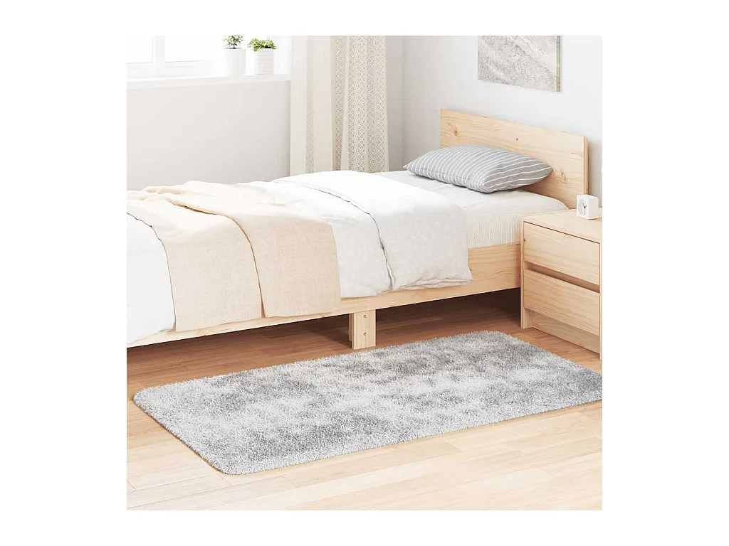 Tapis shaggy à poils longs NAVARRA gris argenté 80x150 cm