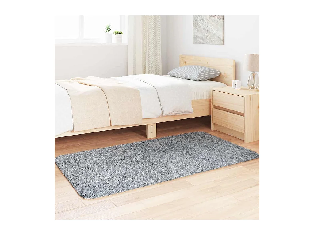 Tapis shaggy à poils longs NAVARRA gris argenté 80x150 cm