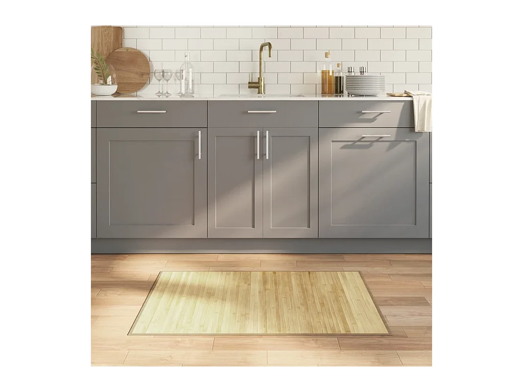 Tapis rectangulaire naturel clair 70x100 cm bambou