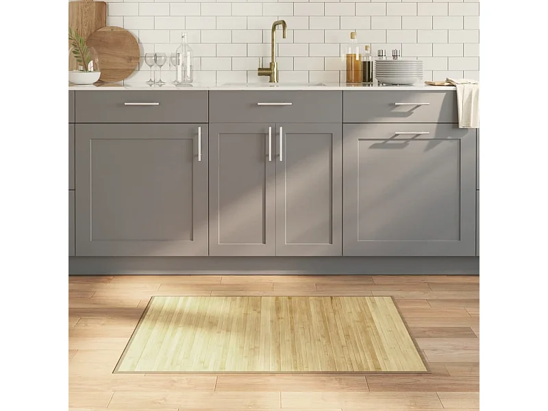 Tapis rectangulaire naturel clair 70x100 cm bambou