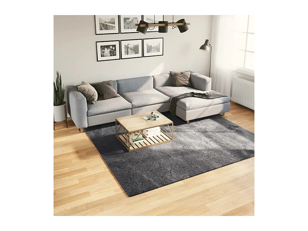 Alfombra lavable de pelo corto suave HUARTE antracita 240x240 cm