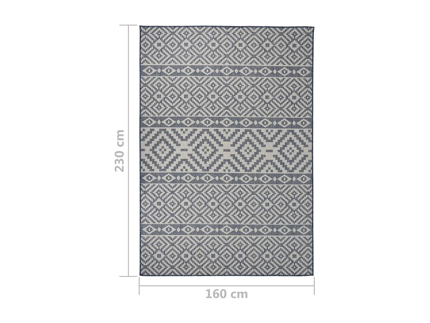 Buiten platgeweven vloerkleed 160x230 cm Blauwe strepen