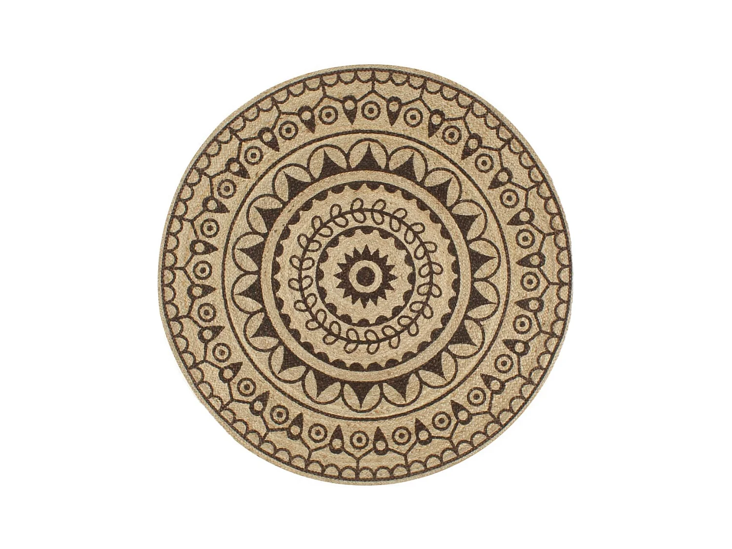 Tapis fait à la main Jute avec imprimé marron foncé 150 cm