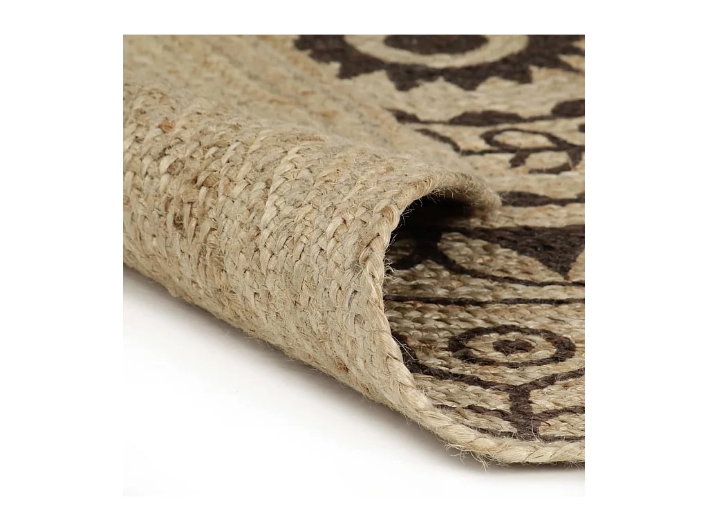 Tapis fait à la main Jute avec imprimé marron foncé 150 cm