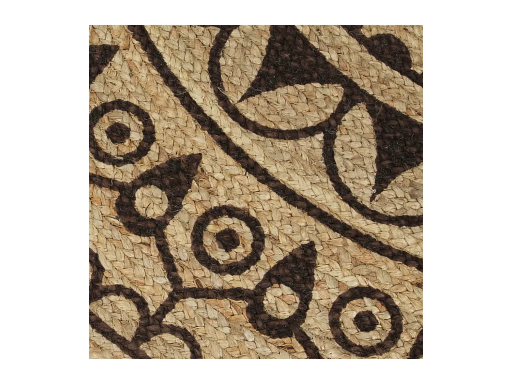 Tapis fait à la main Jute avec imprimé marron foncé 150 cm