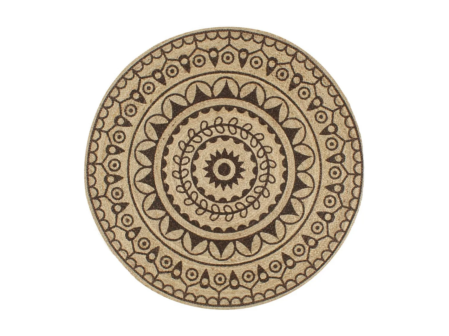 Tapis fait à la main Jute avec imprimé marron foncé 150 cm