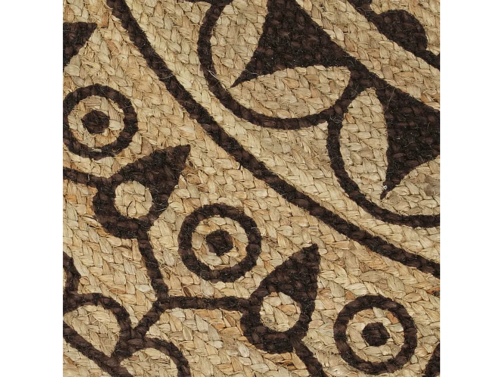 Tapis fait à la main Jute avec imprimé marron foncé 150 cm