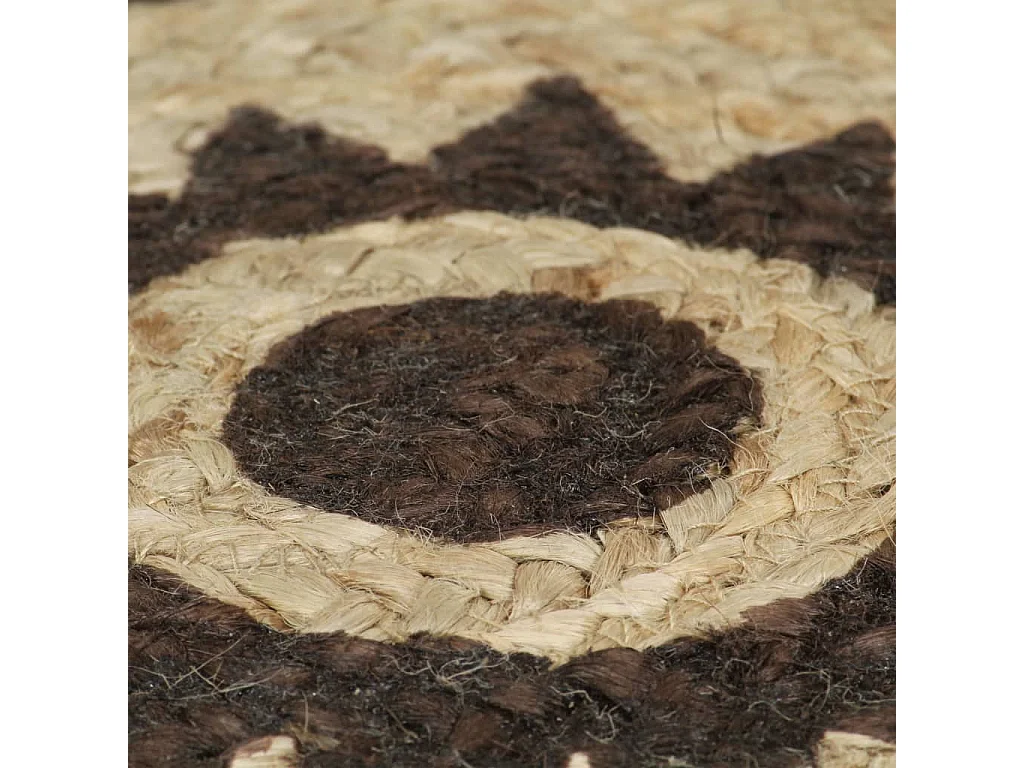 Tapis fait à la main Jute avec imprimé marron foncé 150 cm