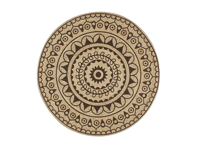 Tapis fait à la main Jute avec imprimé marron foncé 150 cm