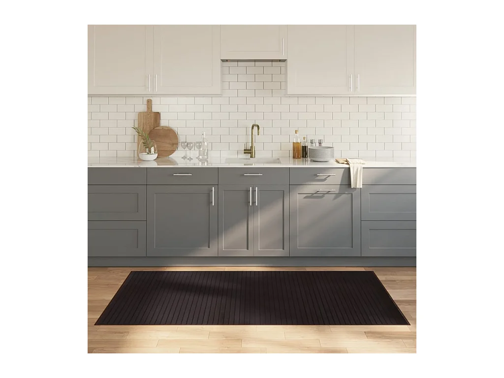 Alfombra rectangular marrón oscuro 100x200 cm bambú