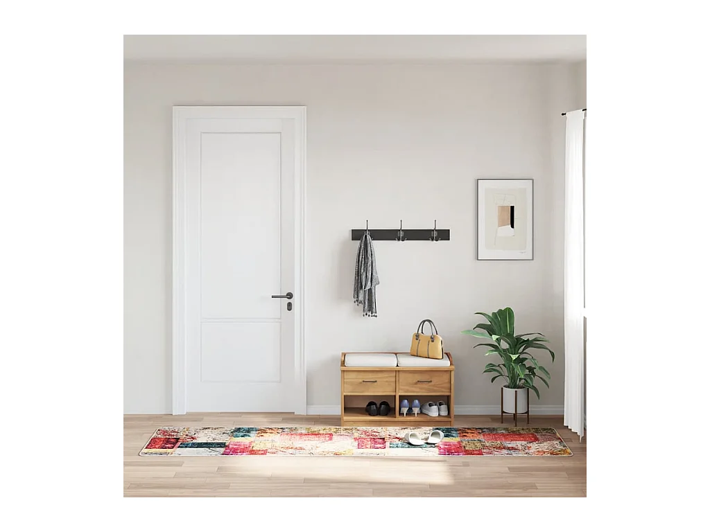 Wasbaar antislip vloerkleed Patchwork 80x300 cm Multicolor