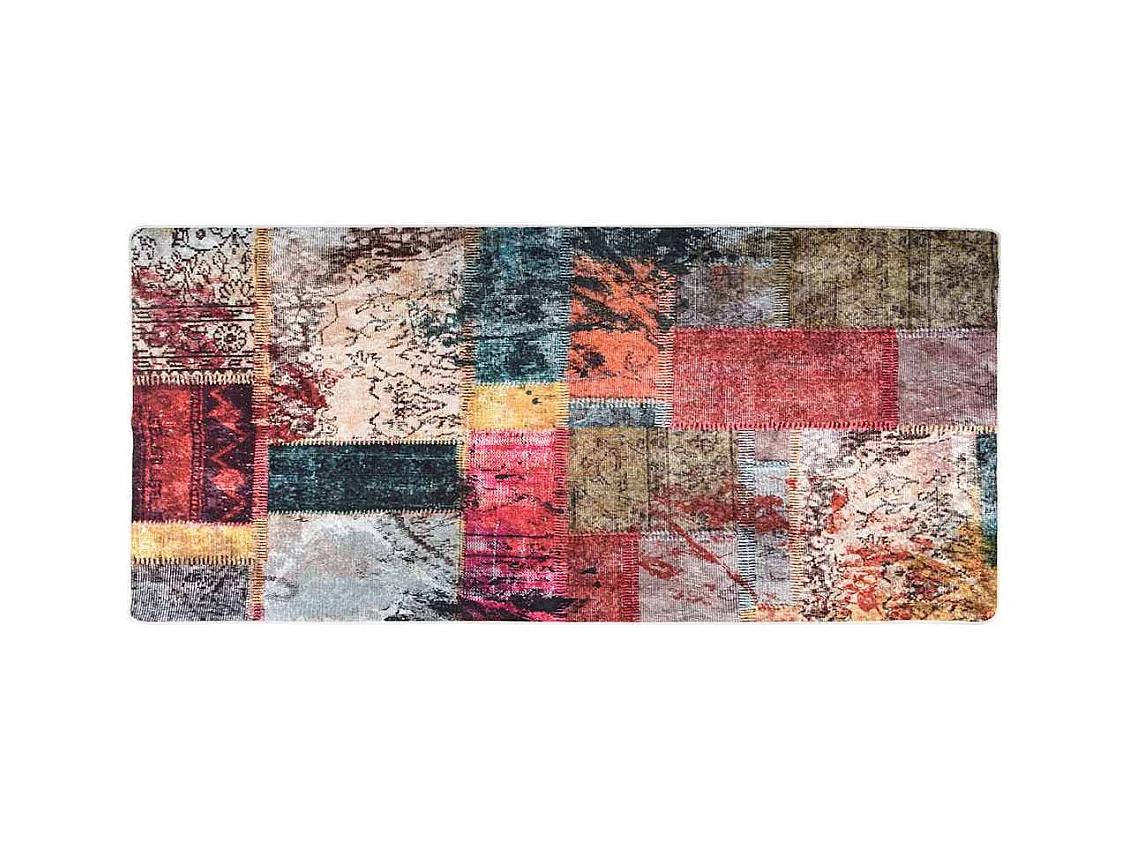 Wasbaar antislip vloerkleed Patchwork 80x300 cm Multicolor