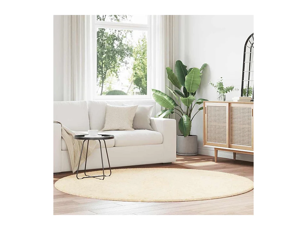 Tapis Shaggy à poils longs NAVARRA crème 200x200 cm polyester