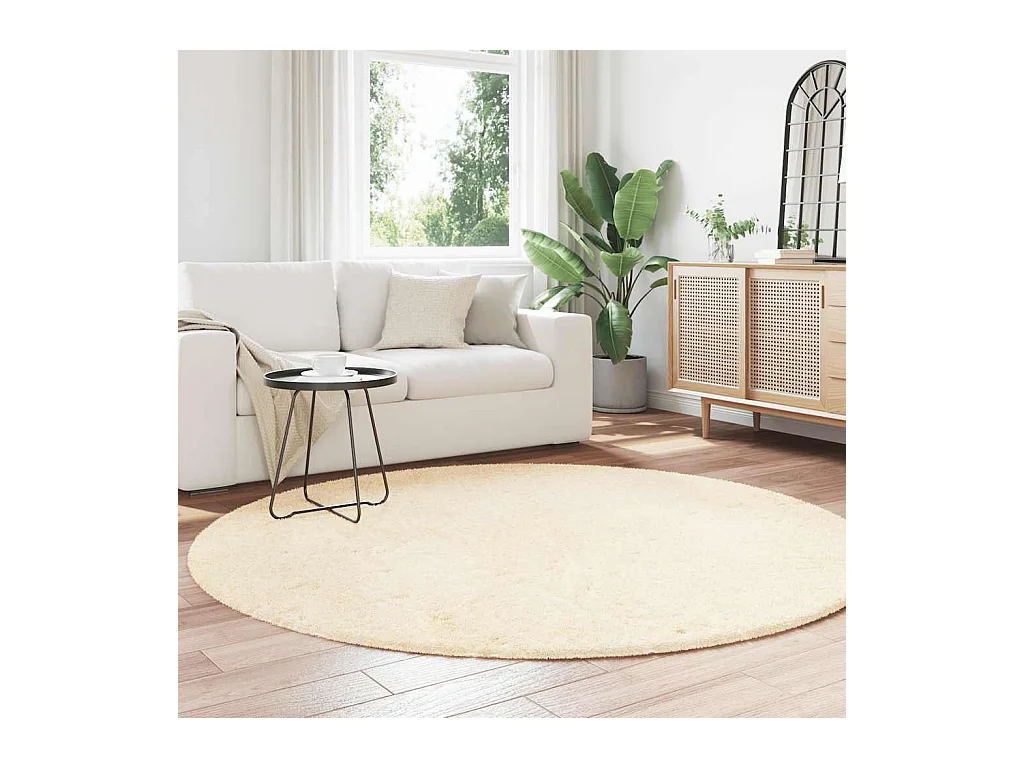 Tapis Shaggy à poils longs NAVARRA crème 200x200 cm polyester