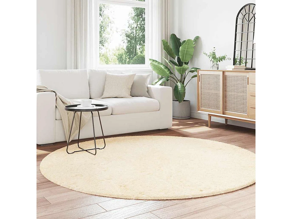 Tapis Shaggy à poils longs NAVARRA crème 200x200 cm polyester
