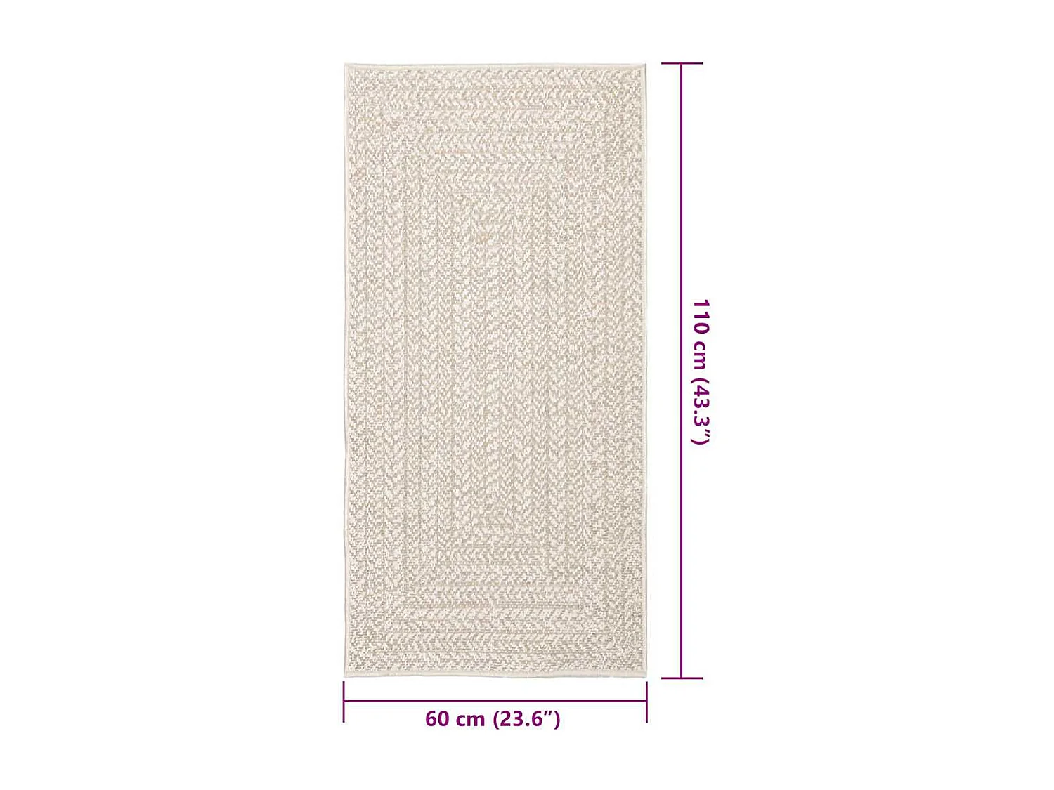 ZIZUR crèmekleurig vloerkleed 60x110 cm jute look binnen en buiten