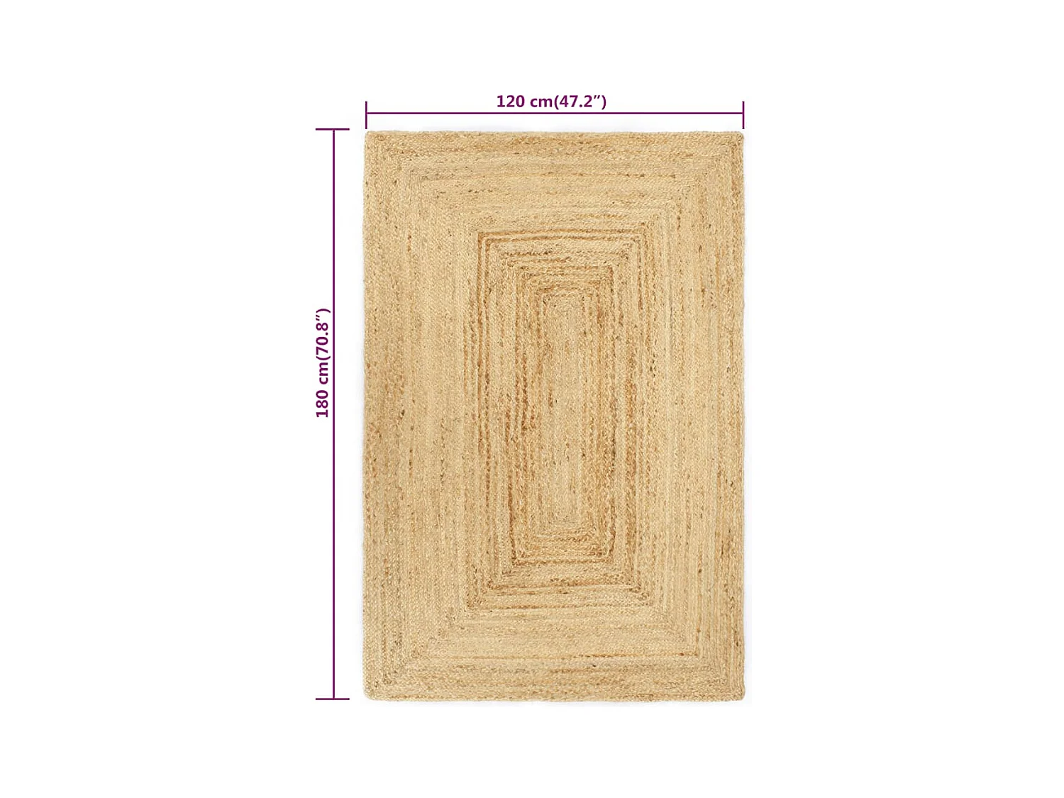 Handgemaakt natuurlijk jute vloerkleed 120x180 cm
