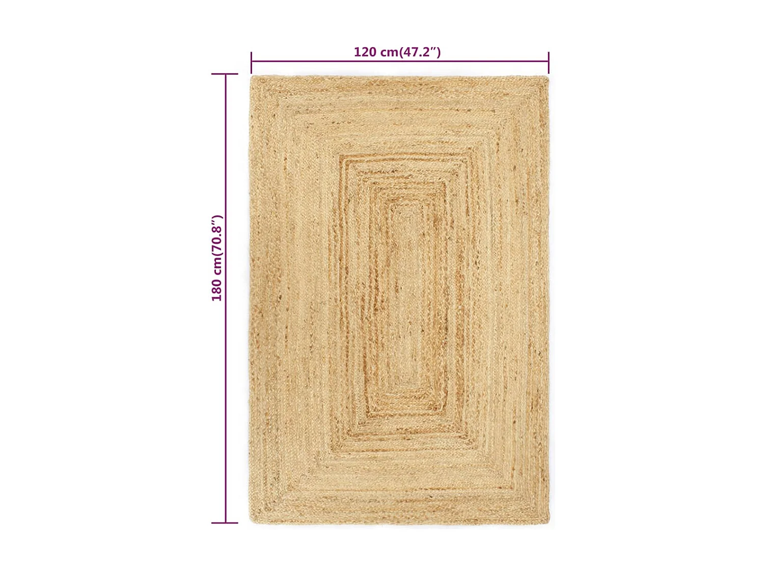 Tappeto in juta naturale fatto a mano 120x180 cm