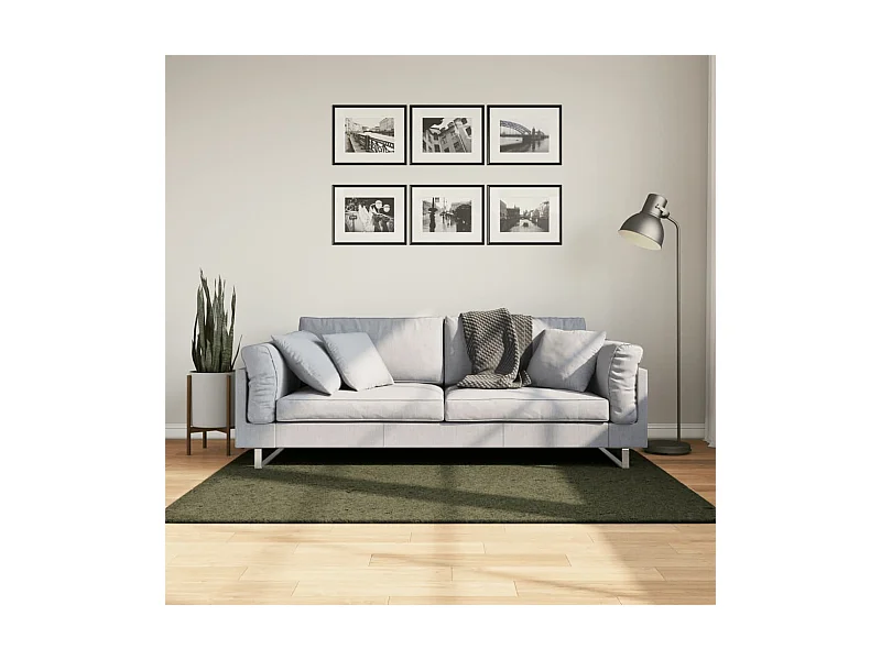 Tappeto morbido a pelo corto HUARTE lavabile verde foresta 120x170 cm