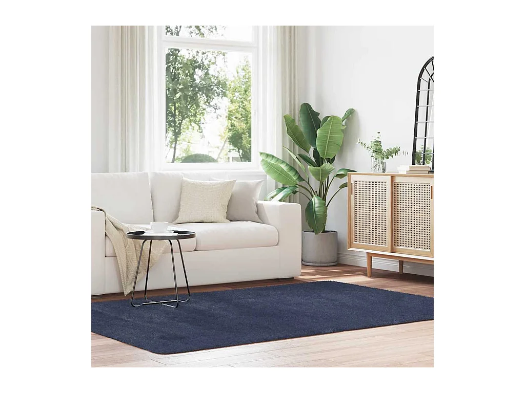 Tapis shaggy à poils longs NAVARRA bleu marine 160x230 cm