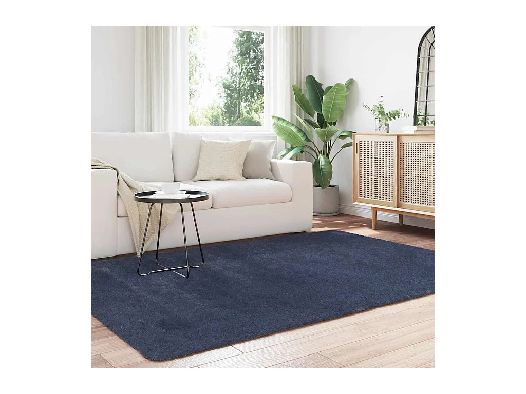 Tapis shaggy à poils longs NAVARRA bleu marine 160x230 cm