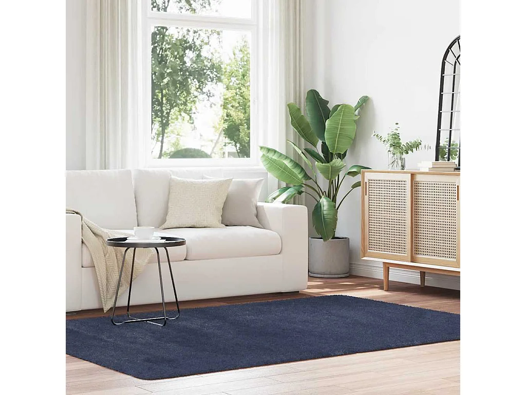 Tapis shaggy à poils longs NAVARRA bleu marine 160x230 cm