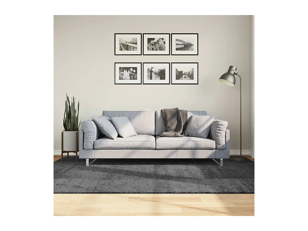 OVIEDO kortpolig vloerkleed antraciet 160x230 cm