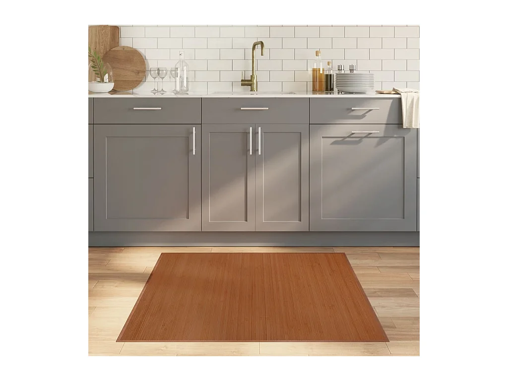 Tapis carré marron 100x100 cm bambou