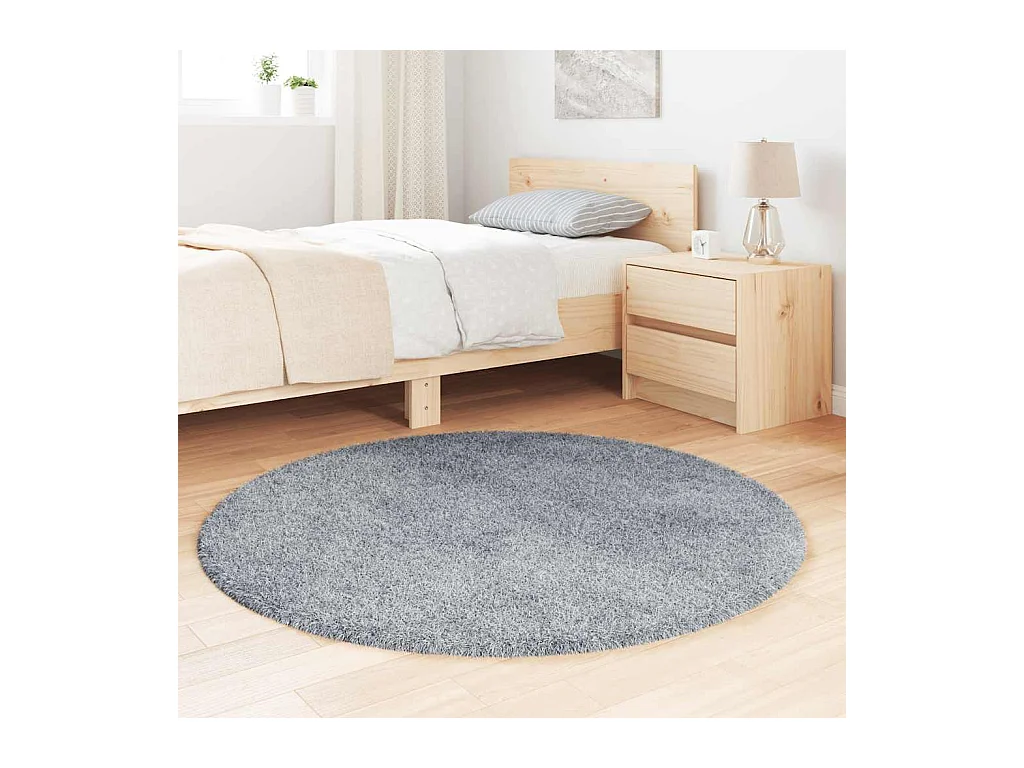 Tappeto shaggy a pelo lungo NAVARRA grigio chiaro 120x120 cm