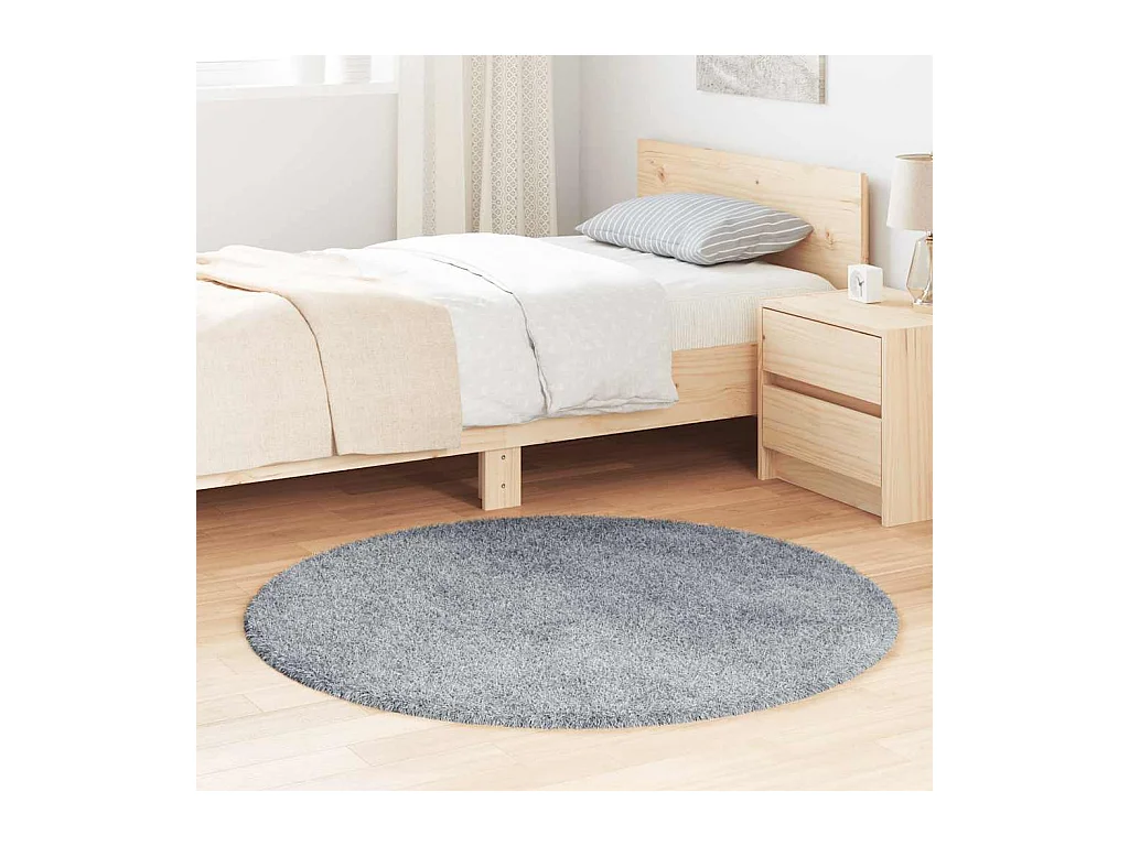 Tapis shaggy à poils longs NAVARRA gris clair 120x120 cm