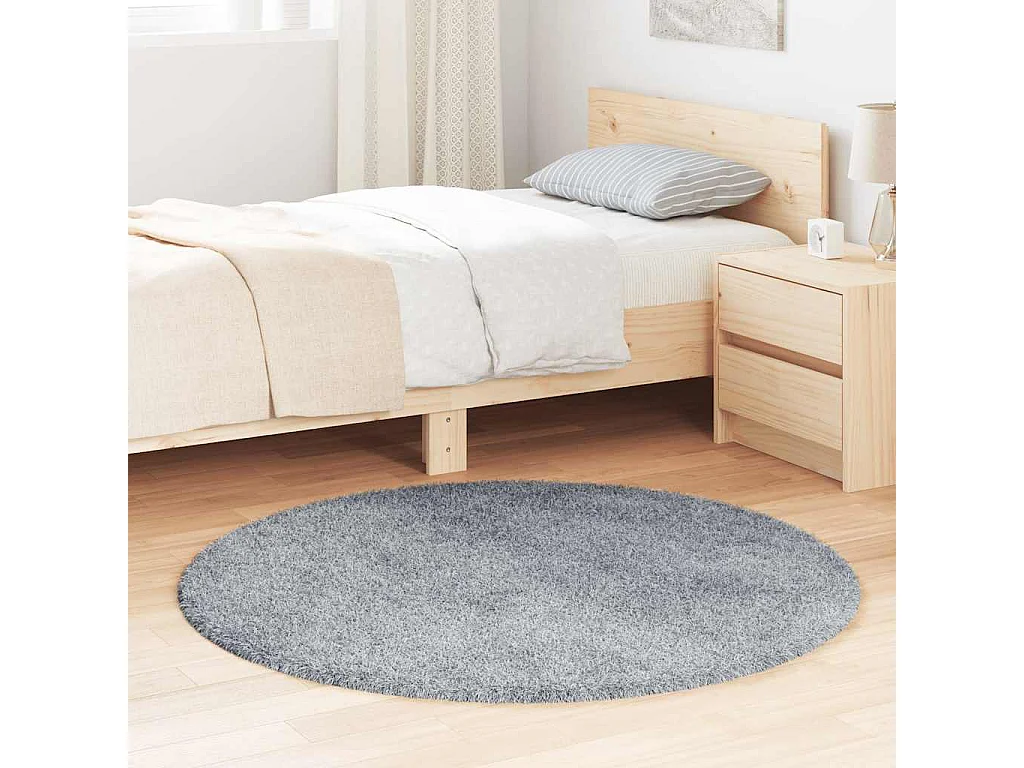 Tapis shaggy à poils longs NAVARRA gris clair 120x120 cm