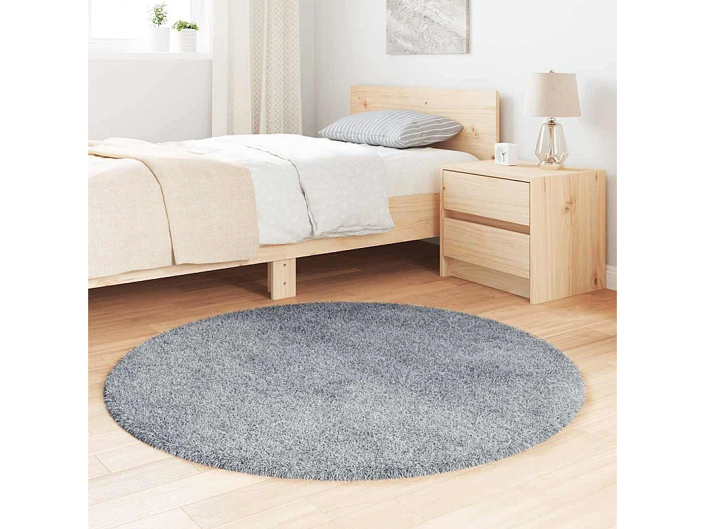Tapis shaggy à poils longs NAVARRA gris clair 120x120 cm