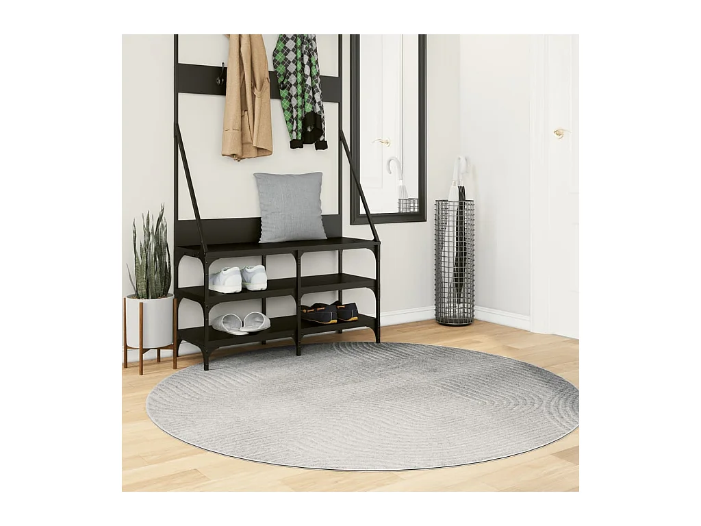 Tapis IZA poils courts style scandinave gris Ø 160 cm
