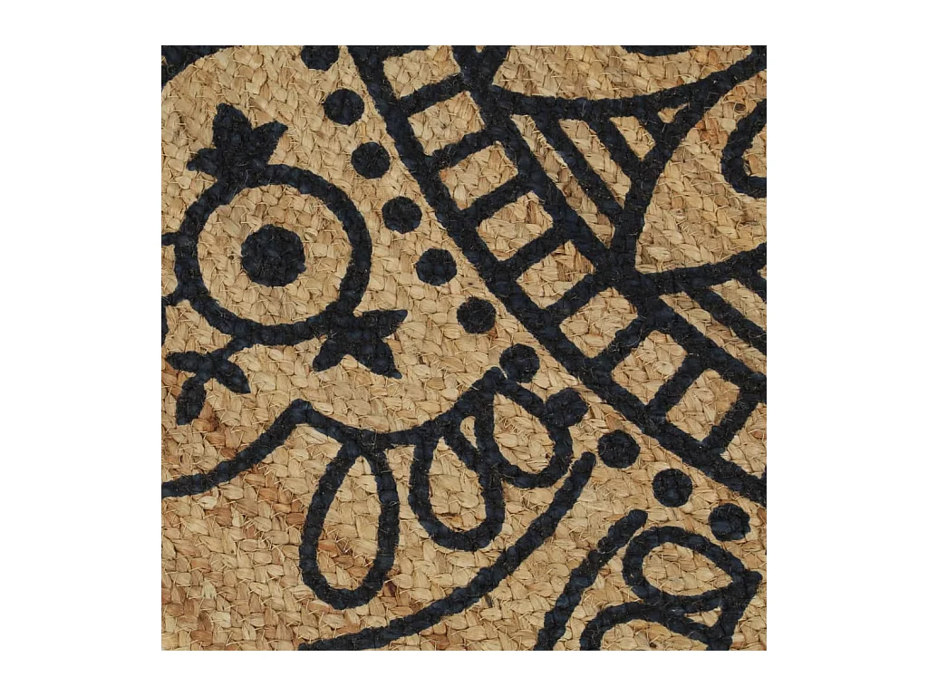 Tapis fait à la main Jute avec imprimé bleu foncé 150 cm