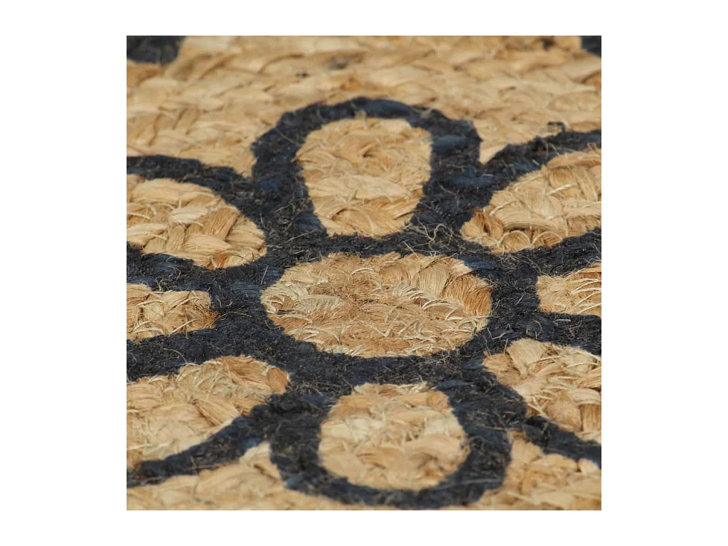 Tapis fait à la main Jute avec imprimé bleu foncé 150 cm