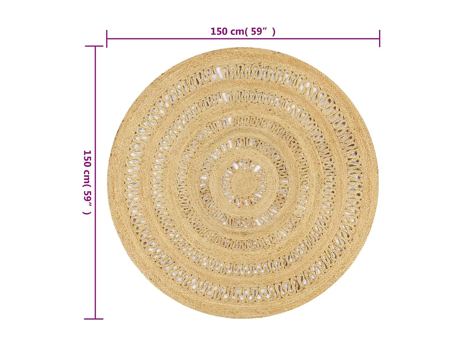 Tapis fait à la main Jute tressée 150 cm