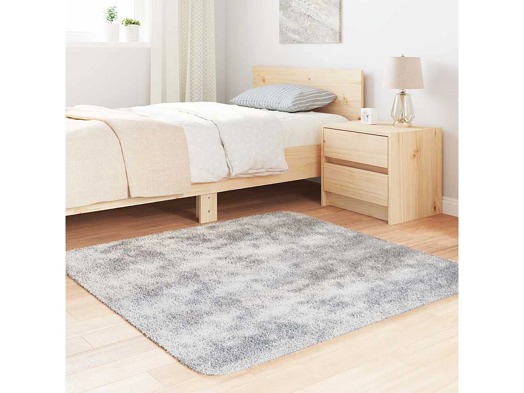 Tappeto shaggy grigio argento NAVARRA 120x120 cm