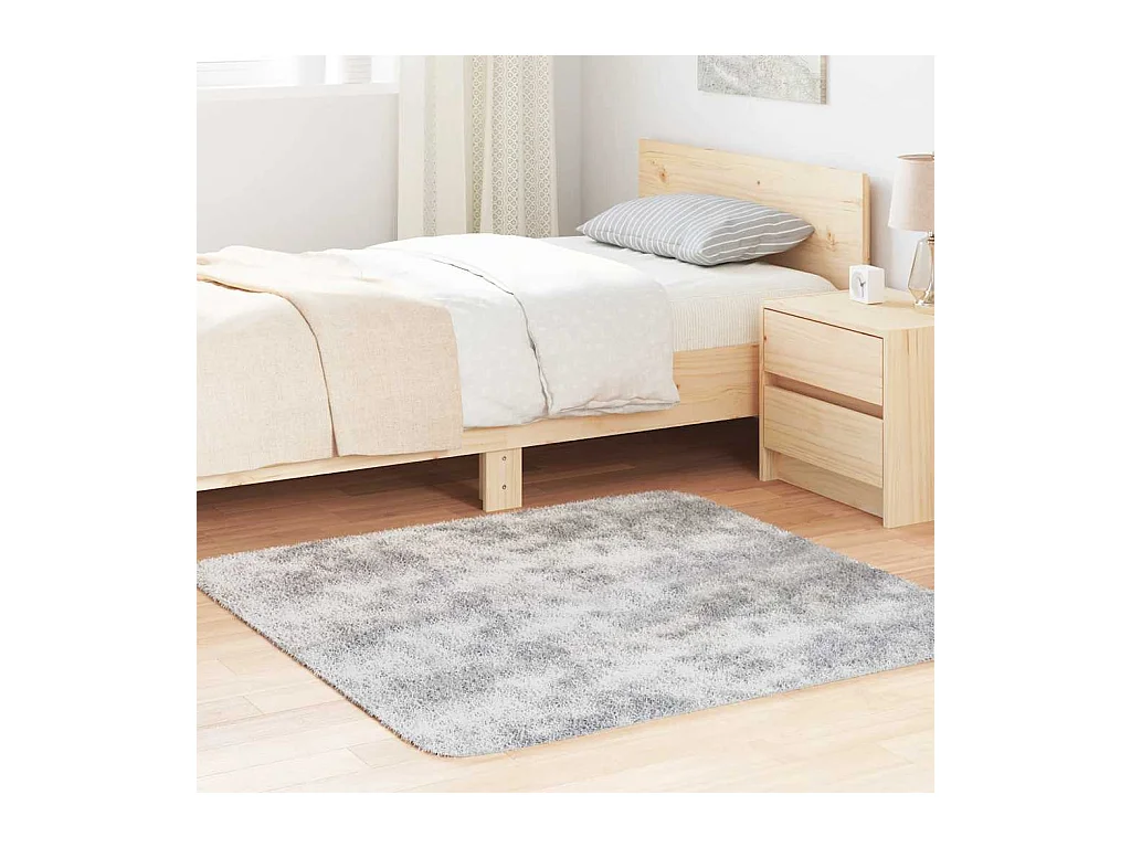 Alfombra de pelo largo gris plata NAVARRA 120x120 cm