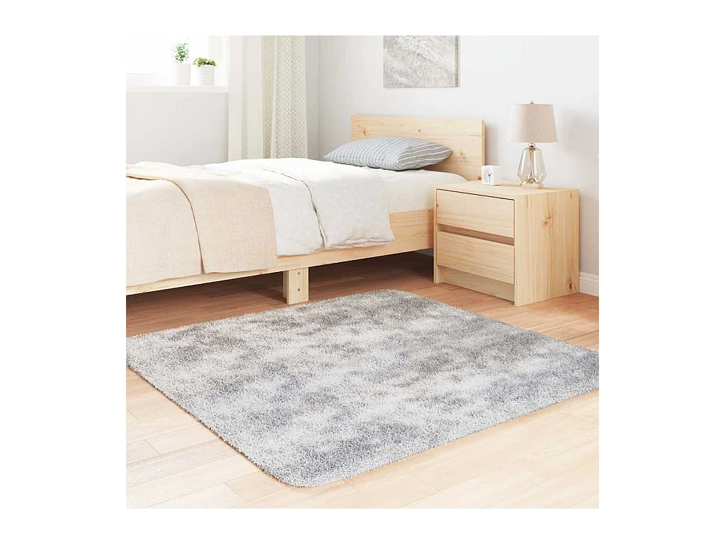 Alfombra de pelo largo gris plata NAVARRA 120x120 cm