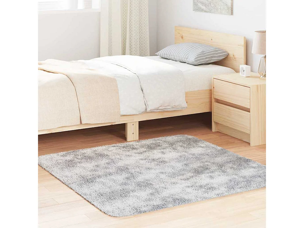 Alfombra de pelo largo gris plata NAVARRA 120x120 cm