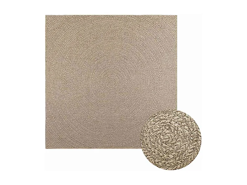 Tapis ZIZUR beige 200x200 cm aspect de jute intérieur extérieur