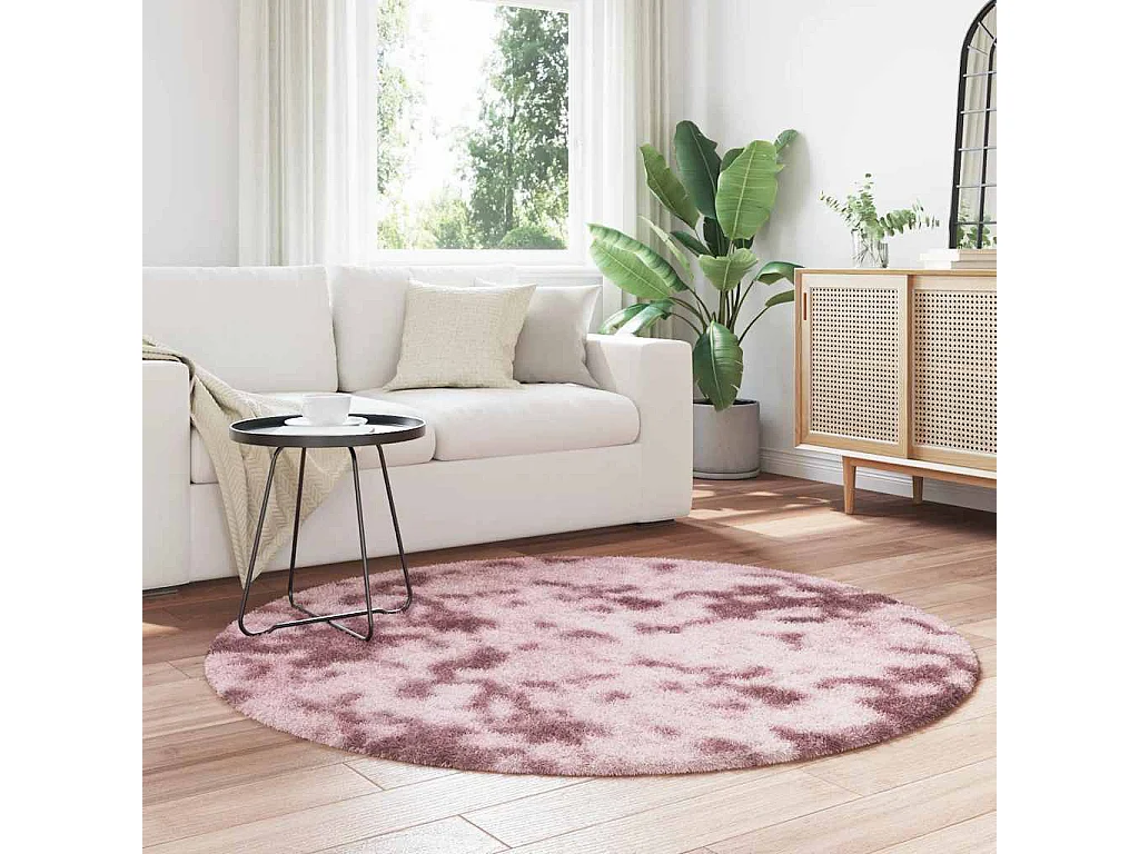 Tappeto shaggy a pelo lungo NAVARRA rosa cipria 160x160 cm
