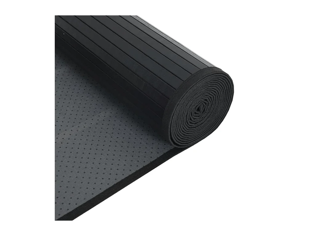 Tapis carré noir 100x100 cm bambou