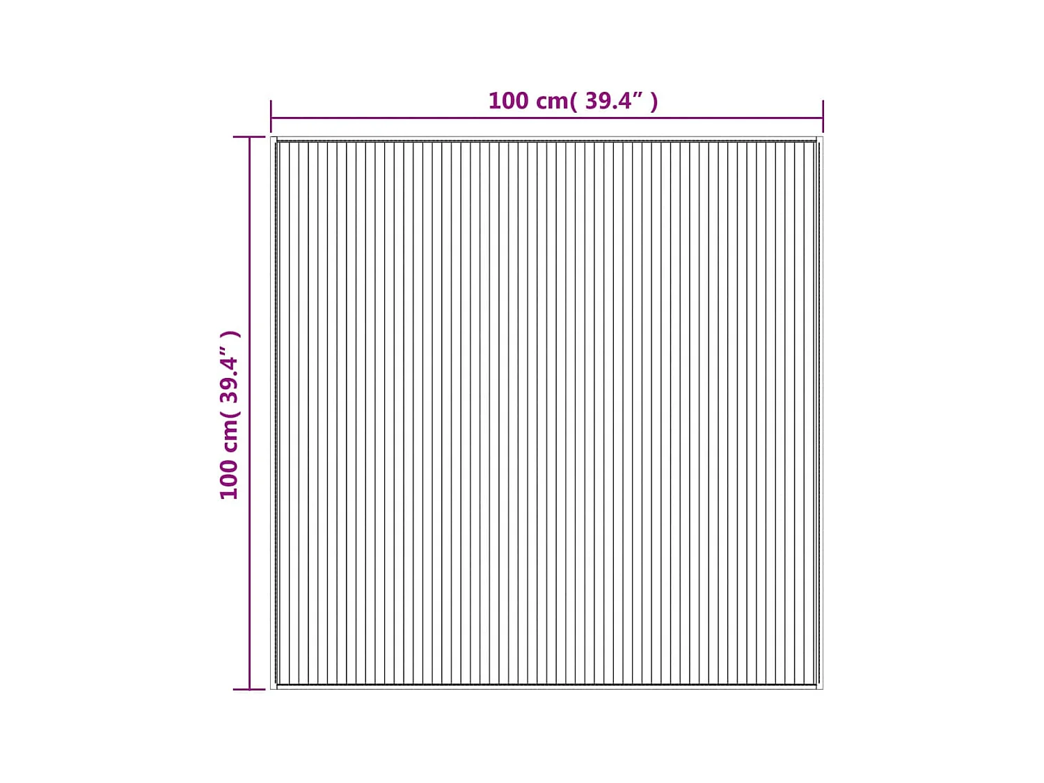 Zwart vierkant tapijt 100x100 cm bamboe