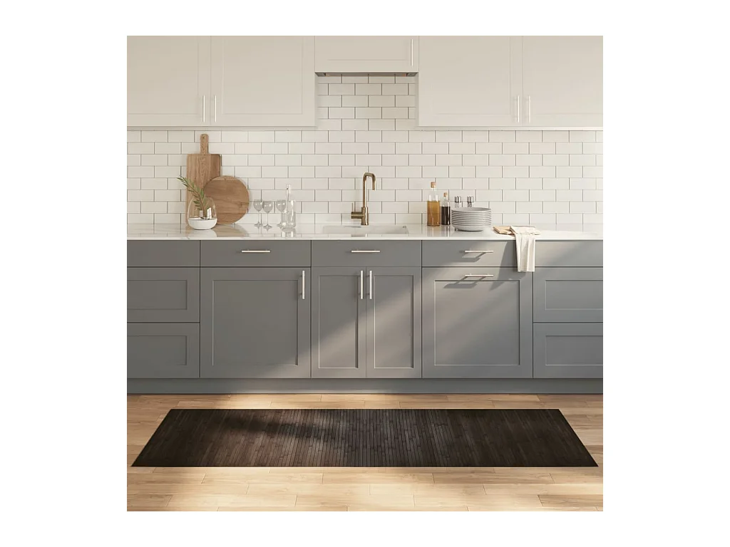 Tappeto rettangolare marrone scuro 70x200 cm in bambù