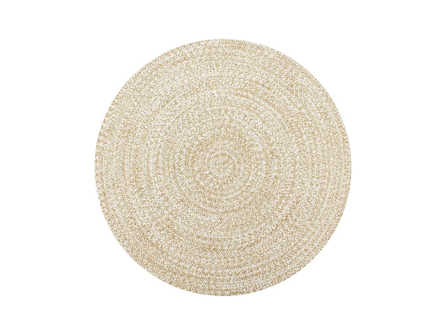 Alfombra de yute hecha a mano blanca y natural 150 cm